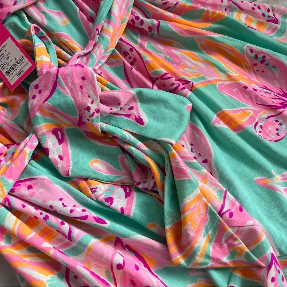 Lilly Pulitzer Fontaine Wrap Dress Bonita Blooms Blue Pink NWT Medium - Picture 4 of 9